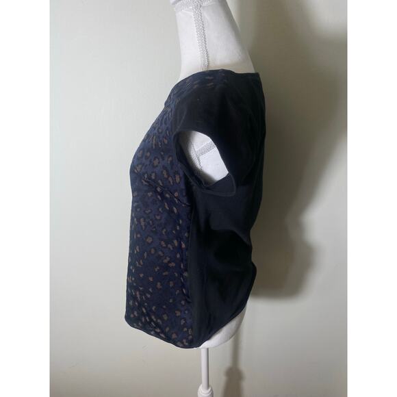 by Smith New York Navy Blue Cheetah Cap Sleeve Mixed Media Sz XS - Picture 3 of 5